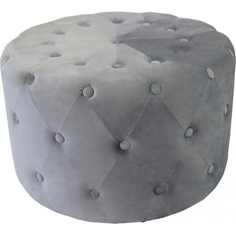 Pouf Rotondo In Velluto Grigio Scuro (1/3)
