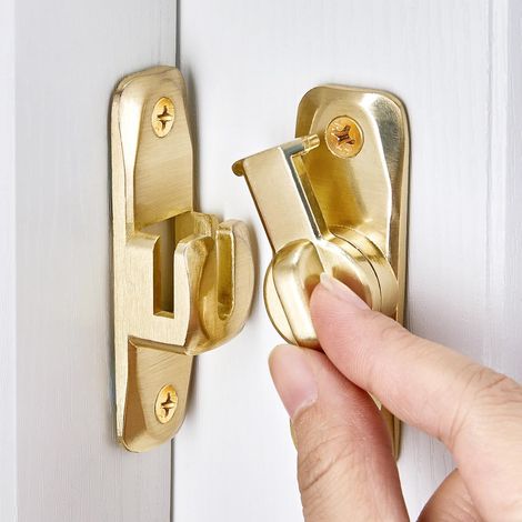 Serrure de portail réglable 90/180°, loquet de sécurité pour porte coulissante, verrou de placard et salle de bain, matériel de fixation robuste (1/5)