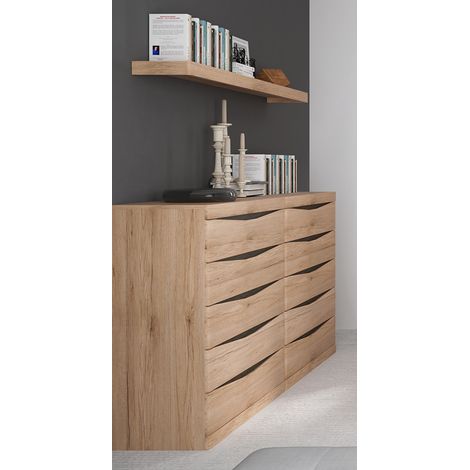 Kommoden Set mit Wandboard SANFORD-129 in Eiche hell, B/H/T: ca. 172/102/40 cm (1/5)
