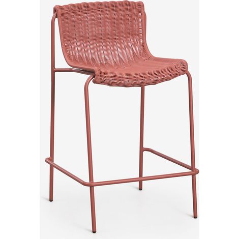 SKLUM Pack mit 2 hohen Hockern aus synthetischem Rattan und Eisen Revia Terracotta ↑65 cm                                 