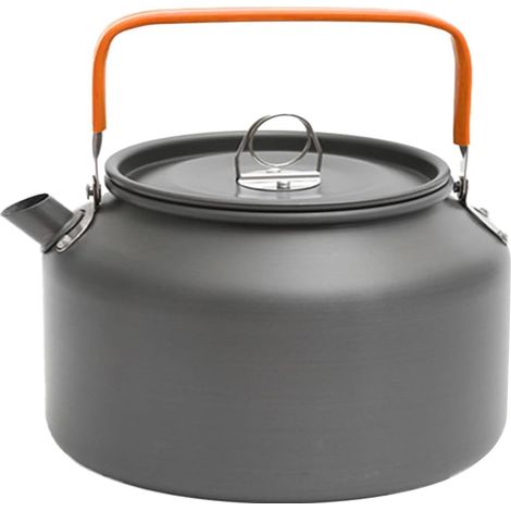 Bouilloire de camping 1,8 l - Bouilloire d'extérieur ultra légère en aluminium avec sac de transport - Chauffage rapide - Poignée pliable avec protection contre la chaleur - Bouilloire pour 1 à 2 (1/5)