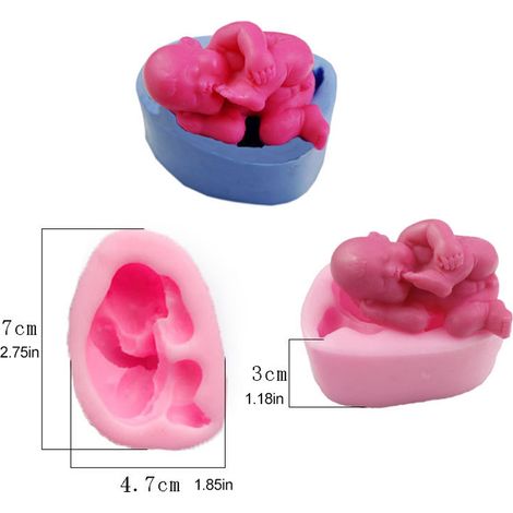 Moule en Silicone 3D Bébé pour Chocolat et Sucre, Accessoire Déco Gâteau Mignon DIY, Moule à Bonbons pour Baby Shower