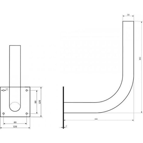 Support Mural pour Antenne Satellite - Acier Galvanisé - 30 cm x 80 cm - Fixation Murale avec Plaque 120x120 mm - 1 Pièce (1/3)