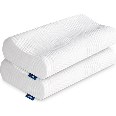 Lot de 2 oreillers en Mousse à mémoire de Forme réglable en Hauteur - Ergonomique - Coussin de Soutien de la Nuque - Amovible et Lavable - Convient pour Le Dos et Le côté (1/5)