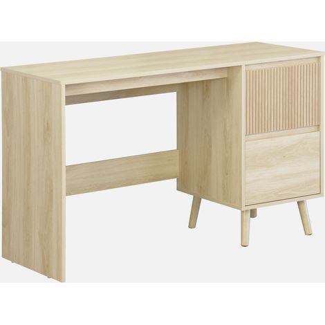 Escritorio escandinavo decoración madera 2 cajones