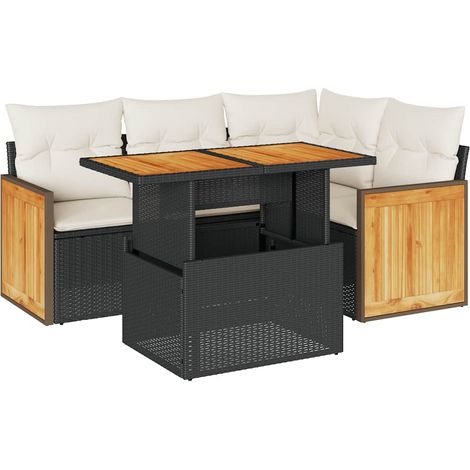 Maison Exclusive - Set sofás jardín y cojines 5 pzas ratán sintét (1/5)