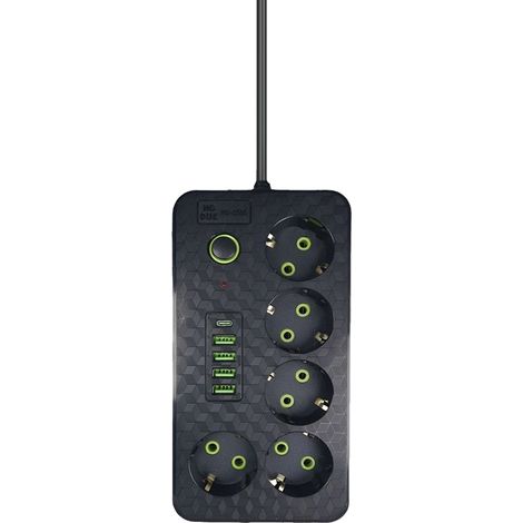 Multiprise européenne à 5 prises avec chargement USB et filtre réseau (1/3)