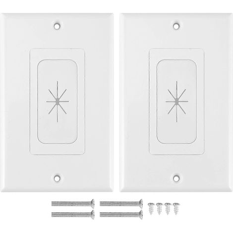Lot de 2 passe-câbles muraux flexibles en caoutchouc avec plaque décorative, plaque de passage simple pour câbles basse tension (1/5)