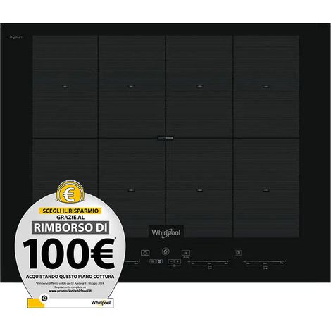 Whirlpool – Table de cuisson à induction 4 feux – Encastrable – Finition noire – Puissance 7400W – Largeur 60cm – Technologie de sécurité (1/2)