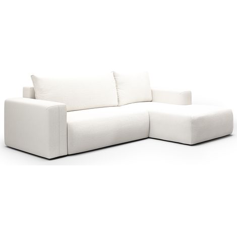 Ecksofa rechts umwandelbar 3-Sitzer Truhe Bliss Blanc Cassé