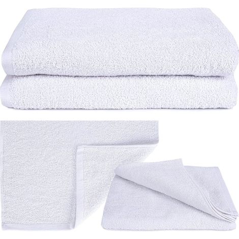 Trade Shop - Set 3 Ducha De Secado Ducha Cuarto De Baño Para Hotel Blanco Hotel 100% Algodón 100x150cm -