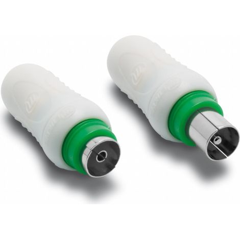 Fiche TV (lot de 2) blindée 9 mm mâle+ fem. (1/2)