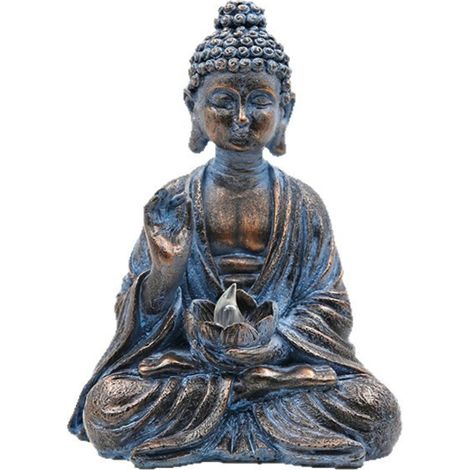 Statue Bouddha - Résine Extérieure avec Éclairage LED Solaire - Décoration Jardin Terrasse Rebord de Fenêtre - 1 Pièce