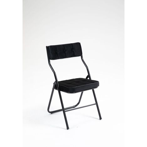 Lot de 2 fauteuils pliants rembourrés noirs - Chaises invités portables pour salle à manger, cuisine, bureau, mariage, fête