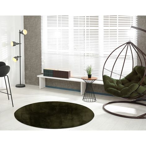 Joy - tapis rond - fausse fourrure - vert (1/5)