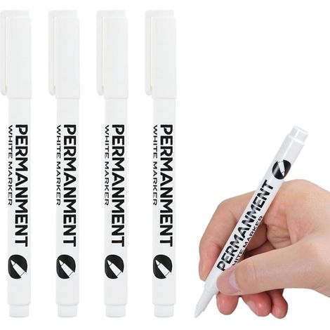 4Pièces Marqueurs Permanents, Encre Indélébile sur Tous Supports-Très Couvrante et Résistante, Marqueur Feutre Indelebile Noir, Marker Permanent Pointe Fine (1/5)