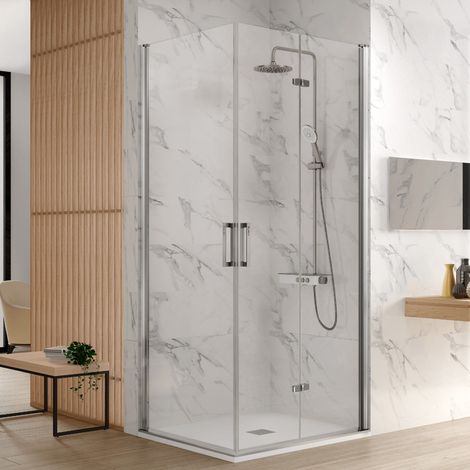 Paroi de douche accès en angle NARDI 1 porte pivotante 75 cm + 1 porte pliante 65 cm à droite