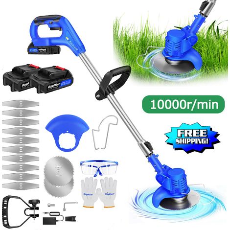 6000W Akku Rasentrimmer Grasschneider Freischneider mit 2X Akku Trimmer Motorsense (1/5)