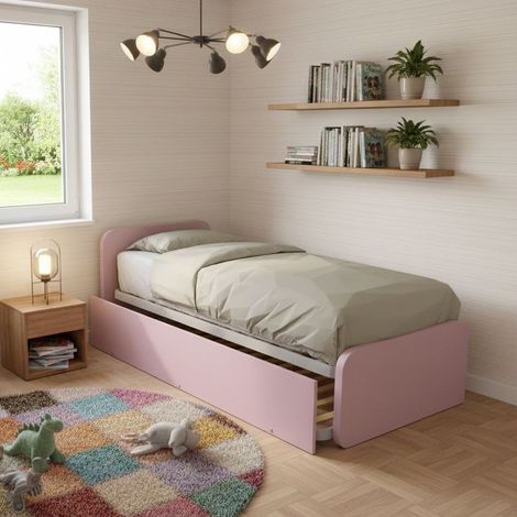 Letto singolo con letto estraibile, trasformabile in matrimoniale. Testate personalizzabili, reti in acciaio e doghe in faggio - Cipriaf3c4ff