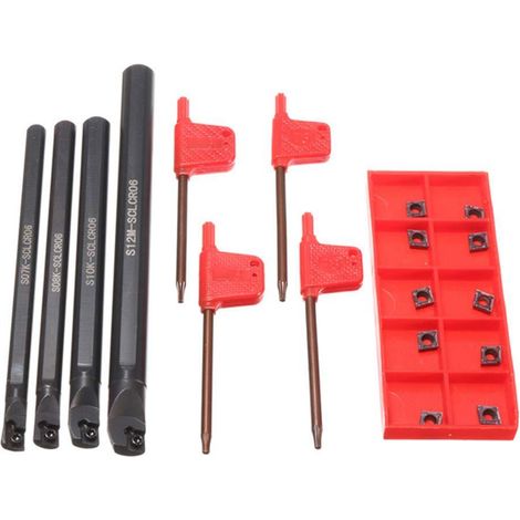 4 supports d'outil S07K/S08K/S10K/S12M-SCLCR06 + 10 lames CCMT06020 (1/4)