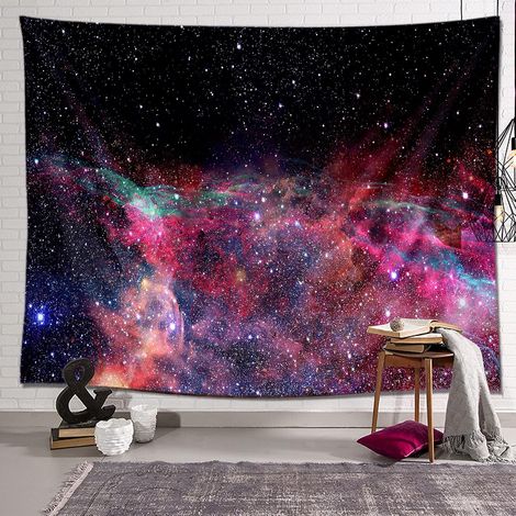 Tapisserie Murale Psychédélique Constellation Galaxy univers tenture murale literie tapisserie ciel étoilé couverture de plage pique-nique tapis pour chambre salon dortoir 150x130 cm (1/5)