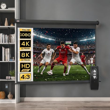 Écran de projection motorisé 84 pouces 4K Ultra HD 4:3 noir (1/5)