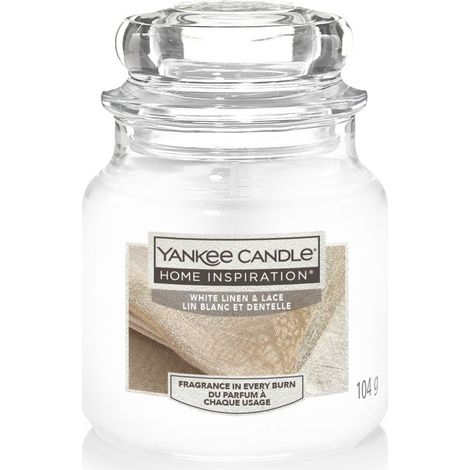 Yankee Candle Duftkerze Kleines Glas White Linen & Lace 104 g weiß Duft Kerze