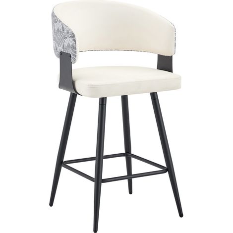 Set di 2 sgabelli da bar con schienale in PU bianco e struttura in metallo MODENUIT (1/5)