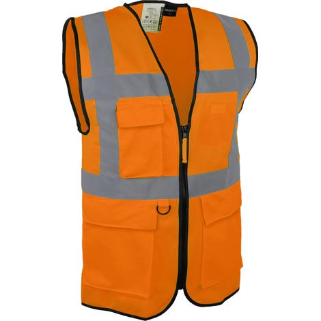 Gilet de signalisation haute visibilité orange multipoches taille XL - SINGER SAFETY - GARO04