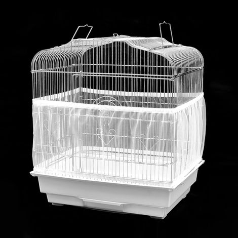 Accessoire pour cage à oiseaux : filet de protection aéré lavable en machine, récupérateur de graines (blanc), taille moyenne (1/5)