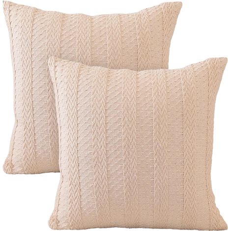 Federe Cuscini Righe Strutturate Beige 2 pz 45x45 cm (1/4)