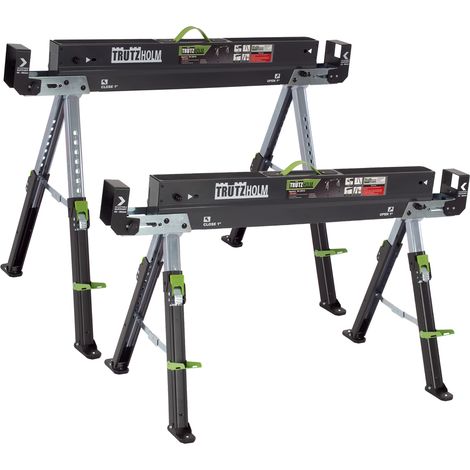 2x Sägebock 2.0 DELUXE 9-fach höhenverstellbar Stahl bis 1300 kg Klappbock Arbeitsbock Werkbock