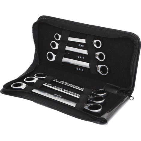 Serie di chiavi a cricco doppie poligonali GEAR reversibili,6pz.8x9-17x19mm (1/2)