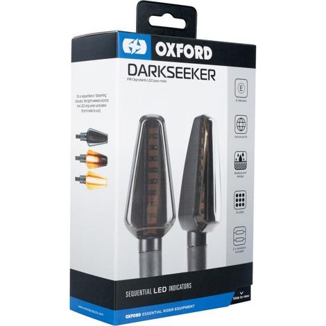 Intermitentes secuenciales LED Oxford DARKSEEKER, 2 unidades con resistencia para moto