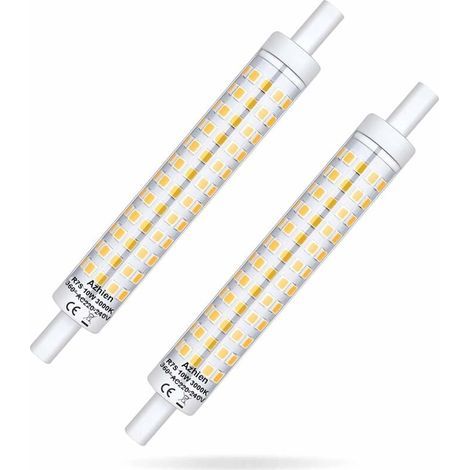 Ampoule LED R7S 118 mm à intensité variable 10 W R7S 118 mm Blanc chaud 3000 K 10 W Ampoule halogène équivalente à 48 W 60 W 75 W 1000 lm 360 degrés R7S J118 Capuchon linéaire sans scintillement Lot d (1/5)