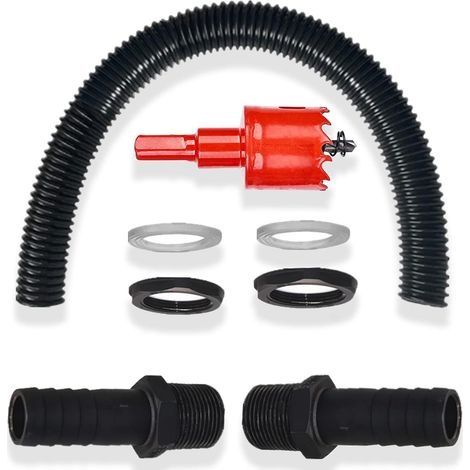 Collecteur de Pluie, Kit de Raccordement pour Tonneau de Pluie, Accessoires de Montage du Collecteur de Pluie avec Raccord de Tuyau et de Baril, pour Le Collecteur d'eau (1/5)
