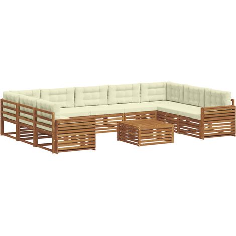 Outdoor-Sofagarnitur 10 Stk. Natur und Creme Massivholz Akazie vidaXL (1/5)