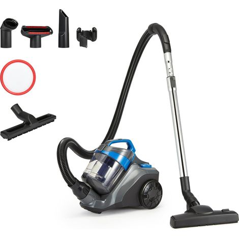 Aspirateur Traineau sans Sac 1.7L Compact Ultra-Léger avec Brosse Triple Action, Filtre HEPA, 850W, pour Tapis et Sols Durs, Noir et Bleu (1/5)