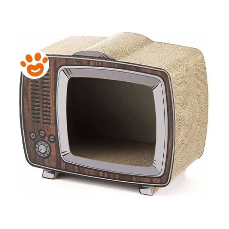 Leopet Cat Cuccia Tiragraffi in Cartone TV (43x23x35 cm) - Confezione 1 Pezzo -