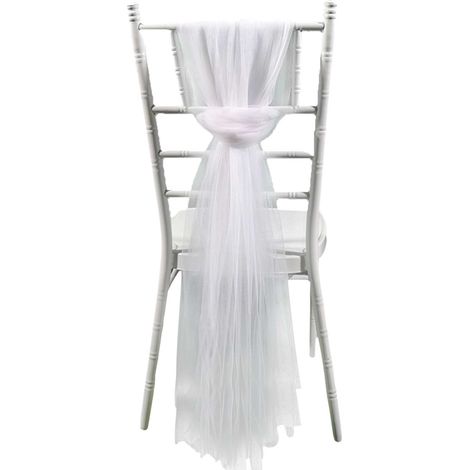Dossier de chaise de mariage en gaze, 10 pièces, décoration en fil de maille, décor pour hôtels, Banquets, blanc (1/5)