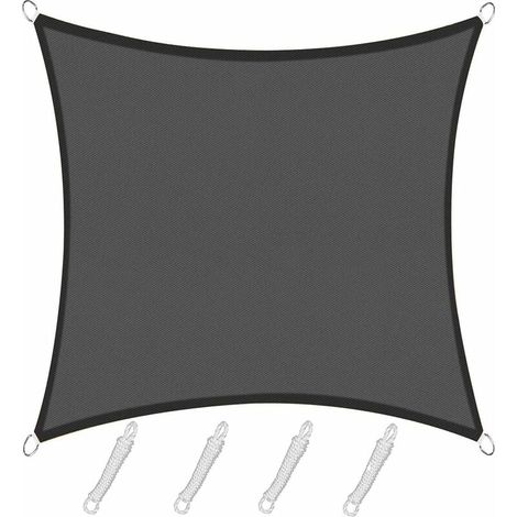 Voile d'ombrage Rectangulaire Carré 3x3m  Color Graphite,Toile Imperméable Une Protection des Rayons UV à 95%, pour en Plein air, Jardin & terrasse, Piscine (1/4)