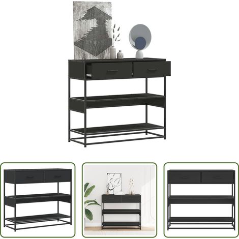 Rangement salon - Table console noir 90x35x80 cm bois d'ingénierie (1/5)