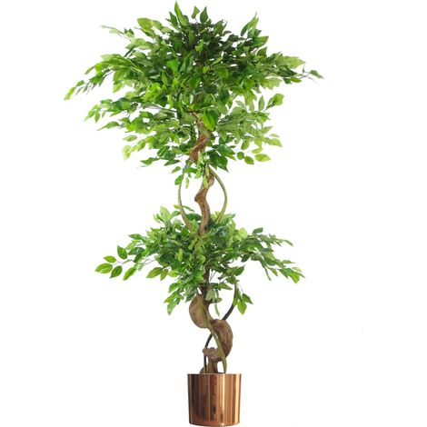 150cm Twisted Trunk Artificial Japanese Fruticosa Ficus Tree Copper Planter (1/5)