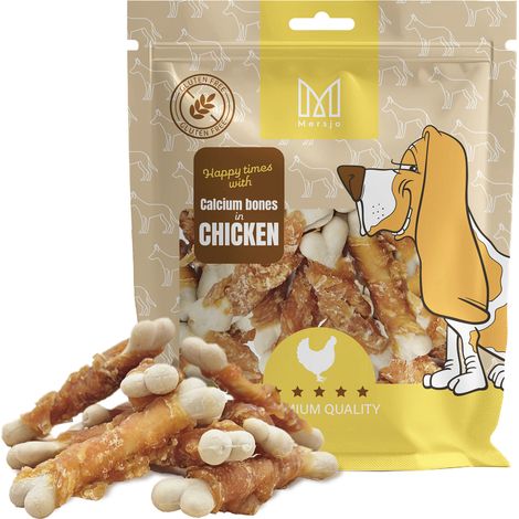 Kalksteinwürfel mit Hühnchen, natürlicher Leckerbissen für Hunde, getreidefrei, Mersjö, 500 g