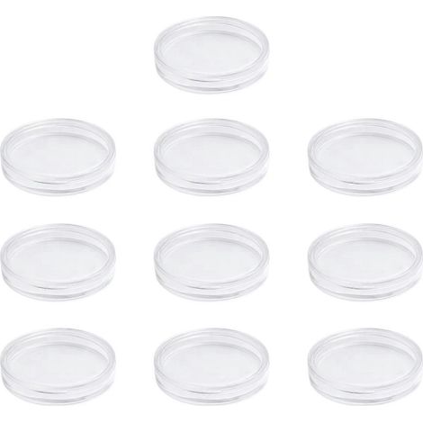 Boîte de rangement ronde transparente en plastique pour 10 pièces de monnaie-4.57x4.57x0.87cm (1/3)