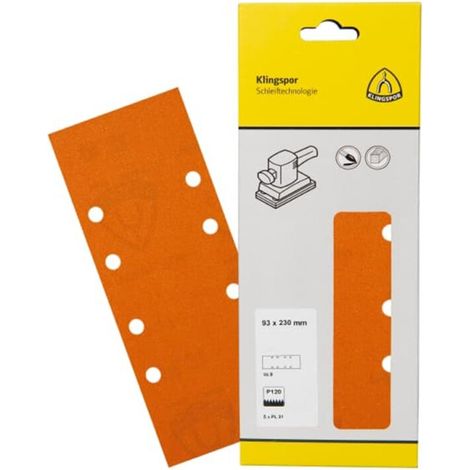 5 Stk. Schleifstreifen PL 31 B 93 x 230 mm Lochform GL9 Korn 180 Klingspor
