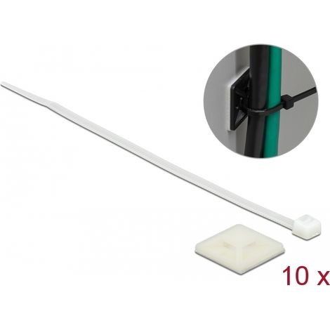 Delock Soporte de Sujetacables 25 x 25 mm con Sujetacables con LA 150 x AN 3,6 mm blanco