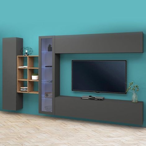 Loane RT mueble moderno suspendido TV mueble librería pared (1/5)