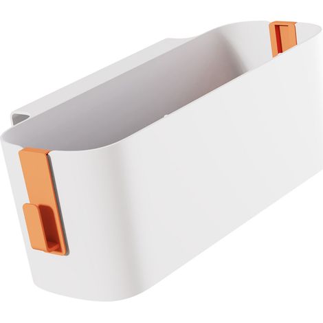 Porte-accessoire pour lit avec crochets et étagère suspendue Panier organisateur de rangement pour dormitory ABS plastique blanc/orange/vert (2 crochets) 35x12x9cm 450g (1/5)