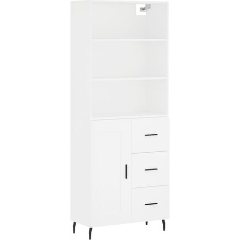 Aparador cómoda mueble de almacenaje organizador cocina salón salón alto 695 x 34 x 180 cm madera de ingeniería blanco 020032682